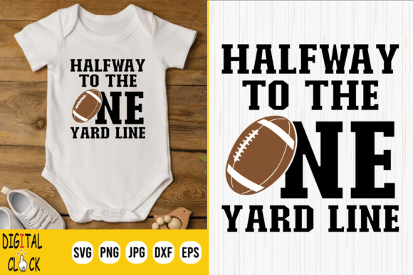 Half Way to One Svg, Football Birthday Graphics for T-Shirt Designs