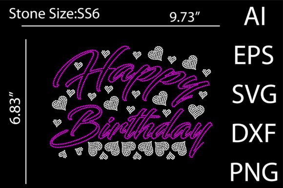 Happy Birthday Rhinestone Templates – Graphics for T-Shirt Designs & Digital Sellers