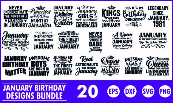 January Birthday SVG Design Bundle Shirt – Bold Graphics for T-Shirt Designs