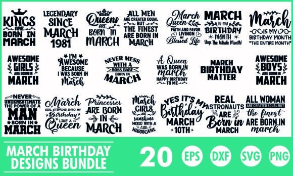 March Birthday SVG Designs Bundle – Fresh Graphics for T-Shirt Designs & Content Publishing