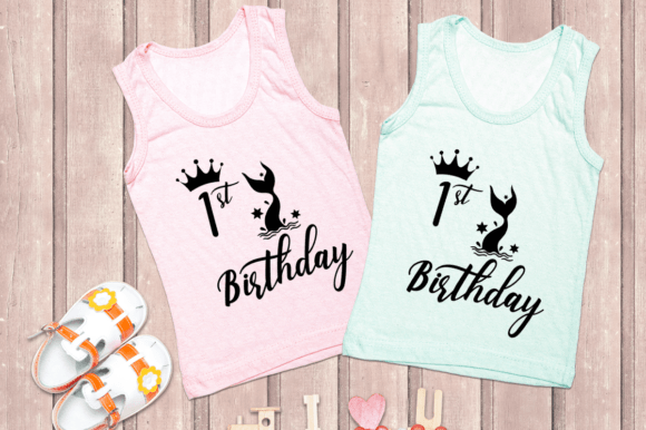 Mermaid Birthday SVG: A Playful Graphic for 1st Birthday T-Shirt Designs