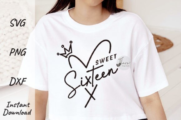 Sweet Sixteen SVG Birthday Design for T-Shirt Graphics & Creative Projects